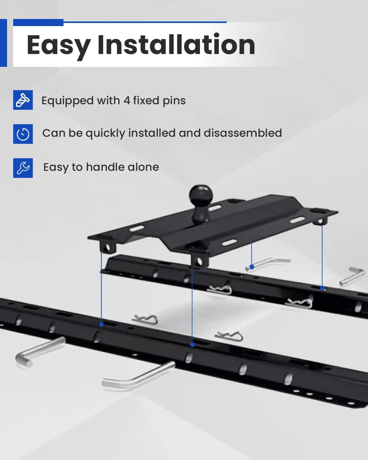Universal 30,000 lbs Gooseneck Ball Plate Fit for All Standard 5th Wheel Rails Gooseneck Adapter Hitch-5