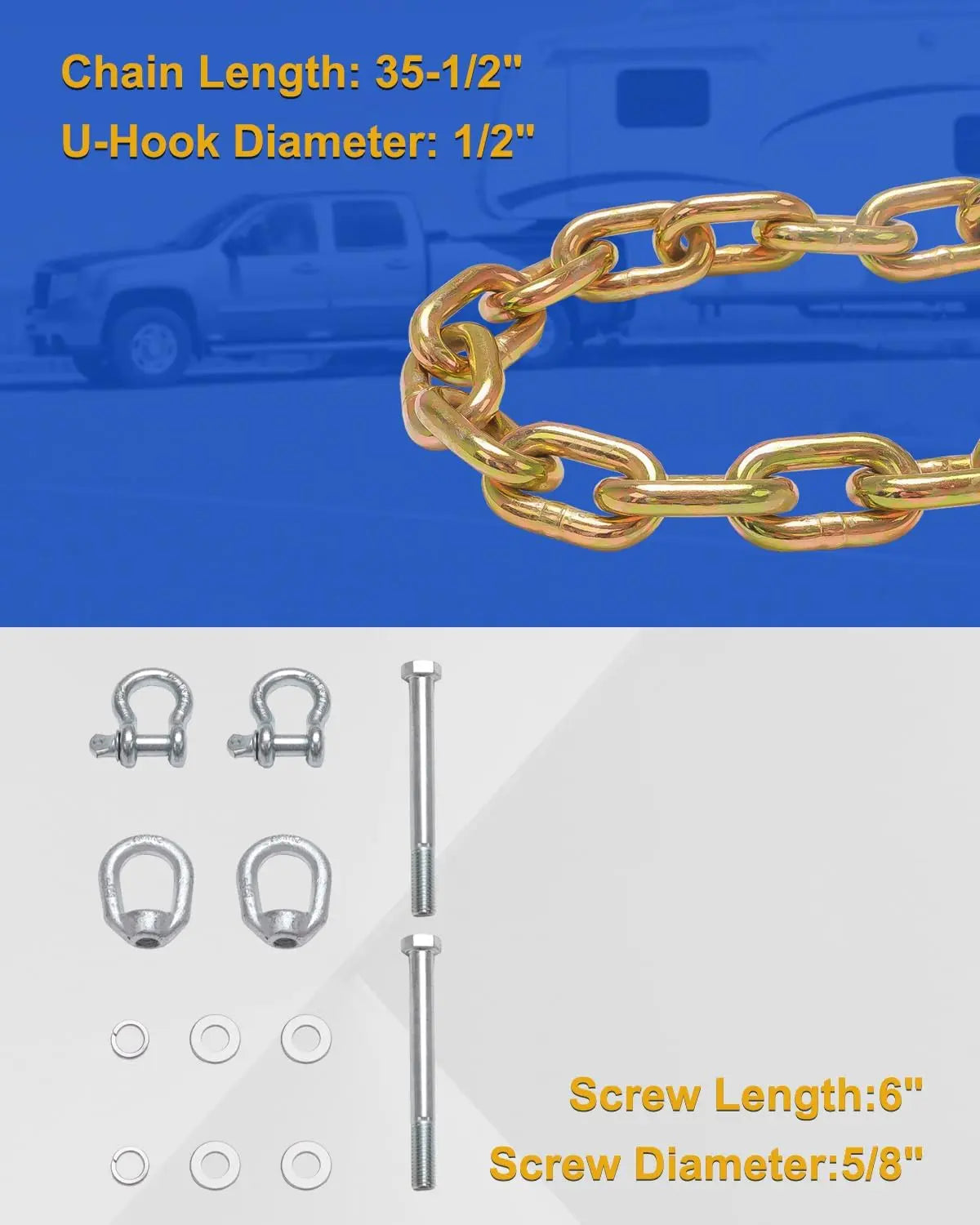 Ultimate Connection 5th Wheel Trailer Safety Chains with Hooks,Safety Chain Kit-4