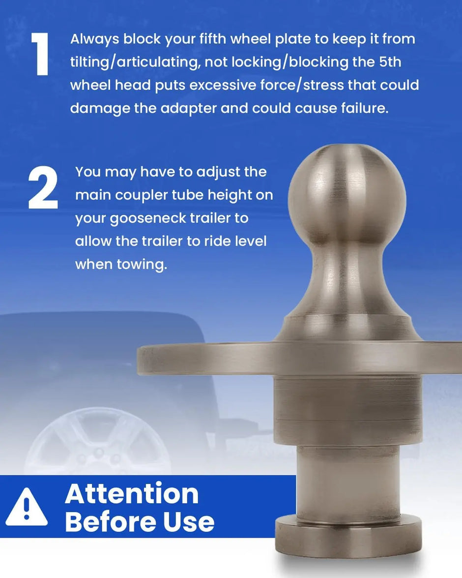 5th Wheel to Gooseneck Adapter,Kingpin to Gooseneck Ball Adapter Fit for Tractor-Trailer Fifth Wheels,with 2-5/16 Inch Gooseneck Ball,Silver Gooseneck Hitch,30,000lbs-6