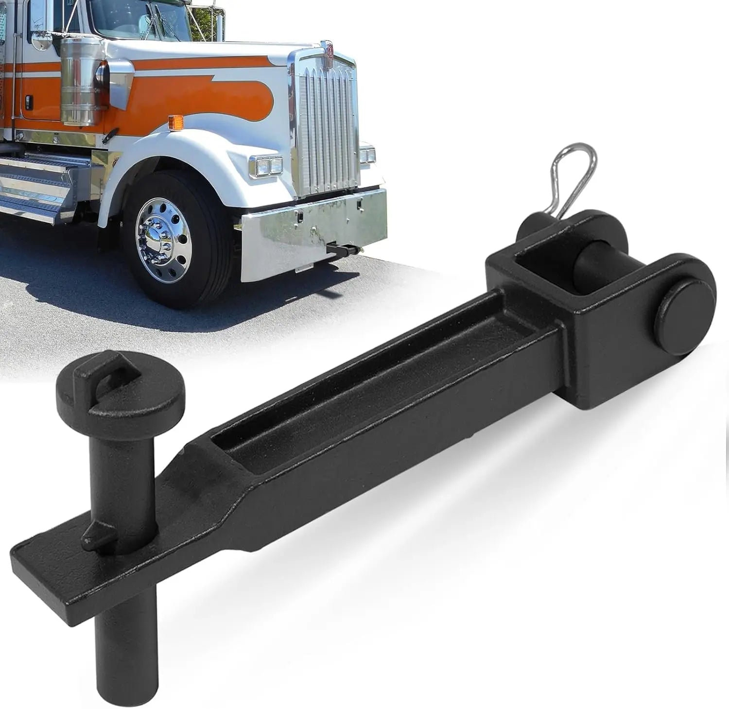 Single Tow Hook (Replacement#A20-6014) with Pull Pin and Frame Pin Fit for 2008-2024 Peterbilt and Kenworth-1