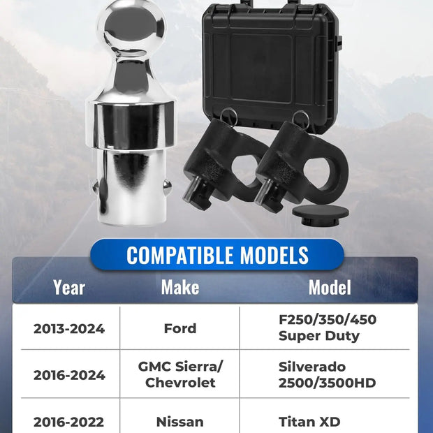 Gooseneck Hitch Kit,Gooseneck Ball,60692 Puck System Gooseneck Ball Fit for 2013-2024 Ford F250/350/450 Super Duty,2016-2024 Chevrolet Silverado/GMC Sierra,2016-2022 Nissan Titan XD,31000 lbs-2