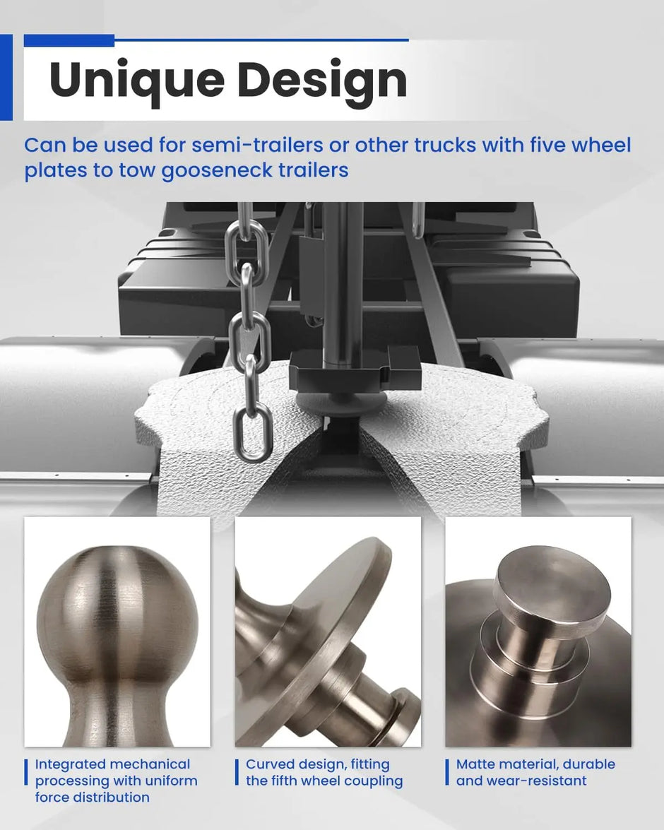 5th Wheel to Gooseneck Adapter,Kingpin to Gooseneck Ball Adapter Fit for Tractor-Trailer Fifth Wheels,with 2-5/16 Inch Gooseneck Ball,Silver Gooseneck Hitch,30,000lbs-7