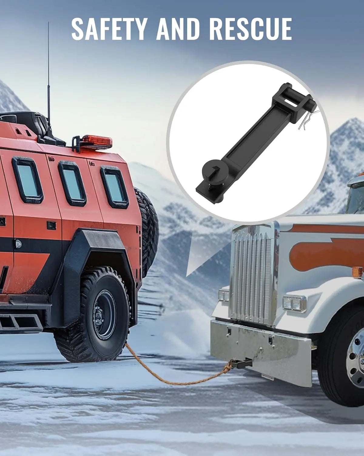 Single Tow Hook (Replacement#A20-6014) with Pull Pin and Frame Pin Fit for 2008-2024 Peterbilt and Kenworth-4