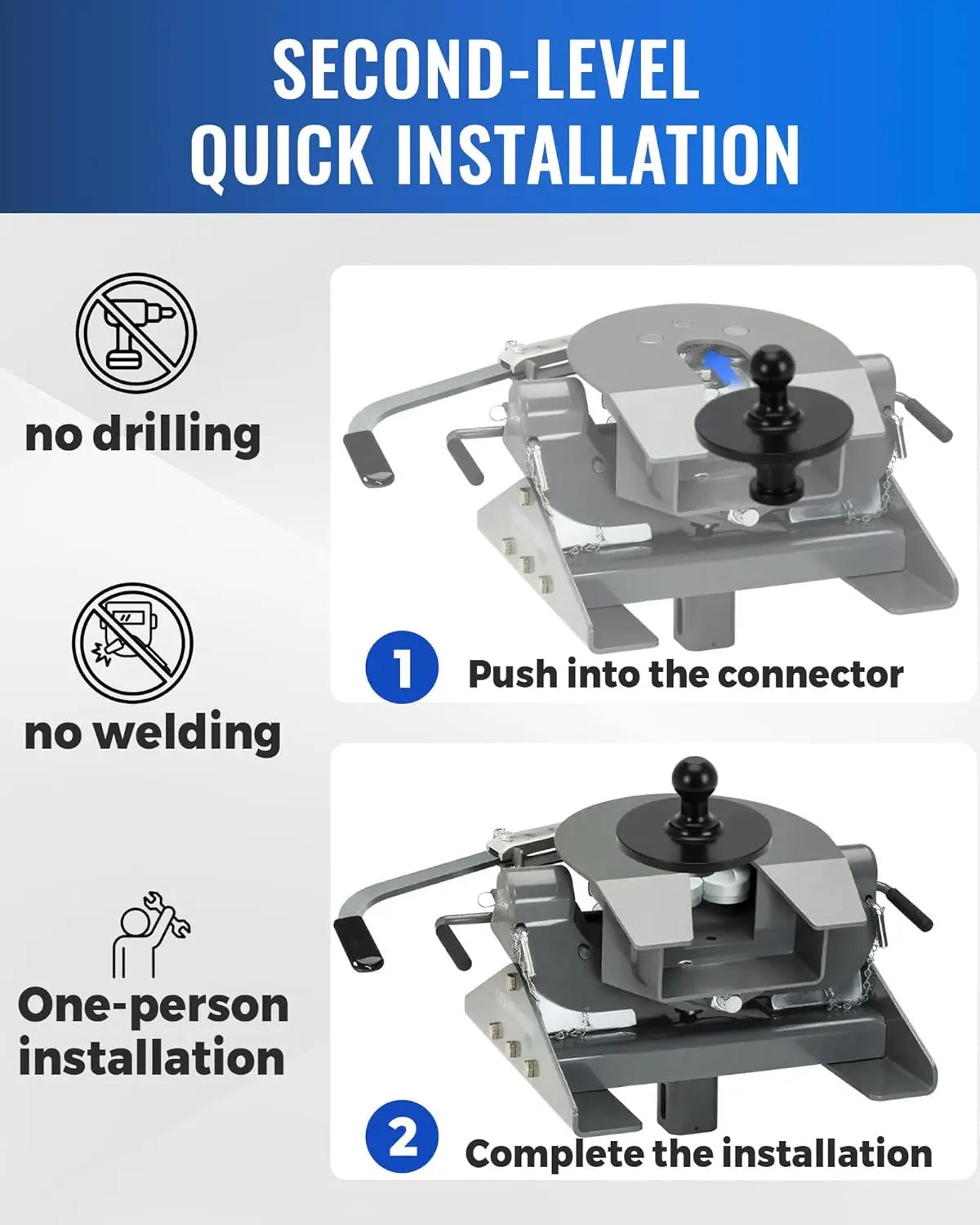 5th Wheel to gooseneck Adapter,Kingpin to Gooseneck Ball Adapter Hitch Fit for Tractor and Trailer Fifth Wheels,30,000lbs Max Load Capacity Visit the MEPARERI Store-5