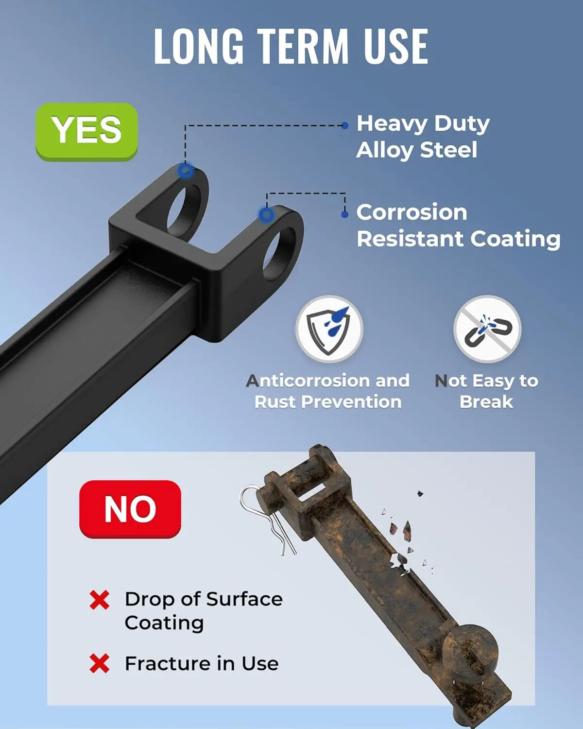Single Tow Hook (Replacement#A20-6014) with Pull Pin and Frame Pin Fit for 2008-2024 Peterbilt and Kenworth-3