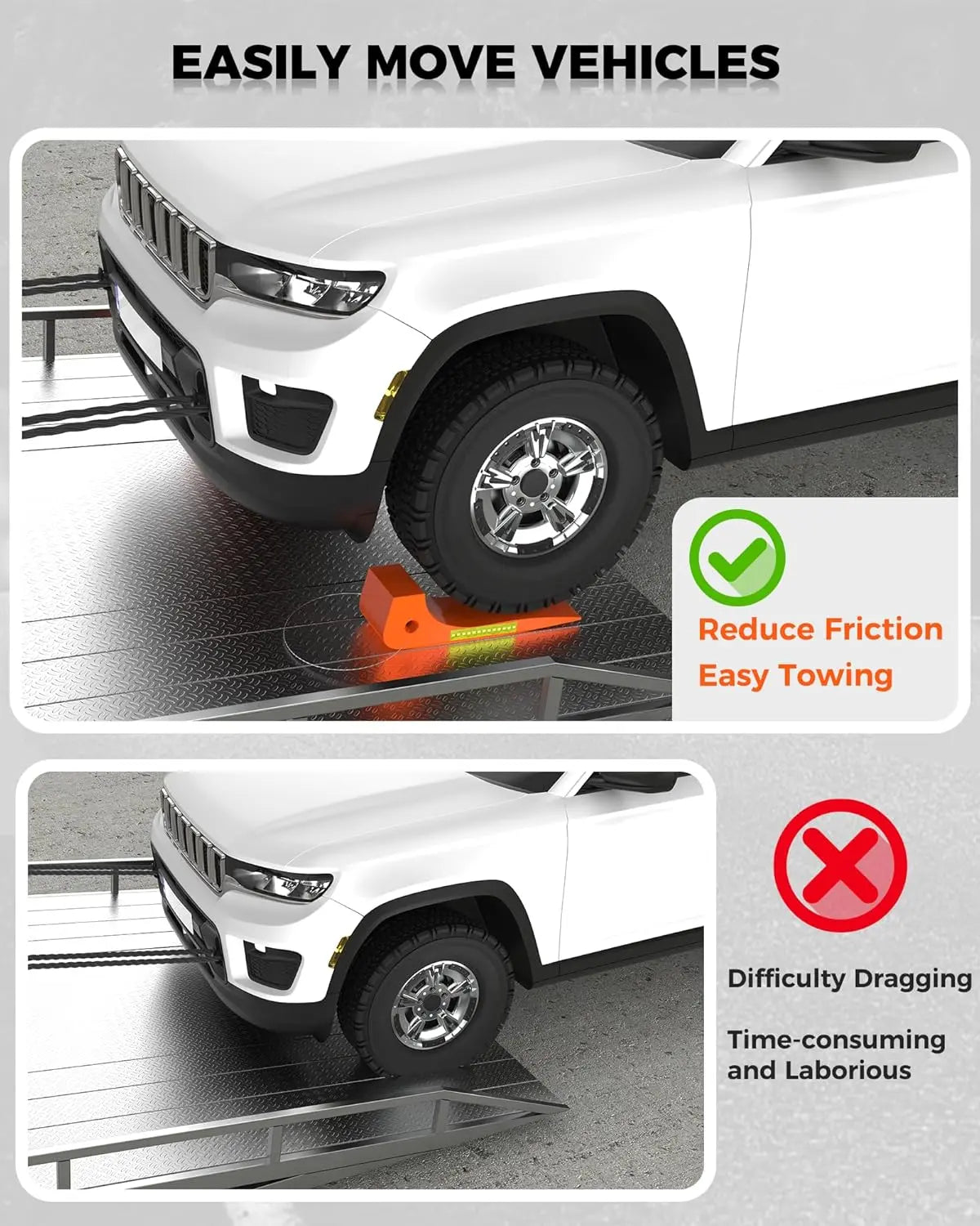 Heavy-Duty Tire Skates for Tow Truck Accessories,4 Pack,4,000 lb Working Load Limit,Orange-2