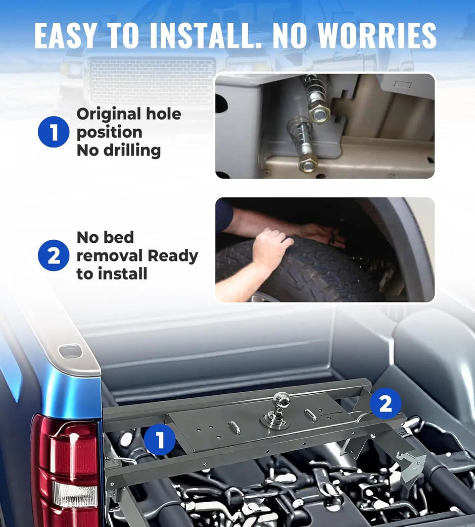 Heavy-Duty Gooseneck Hitch Fit for 2001-2010 Chevy/GMC 2500 HD Trucks and 2007-2010 3500, 30k lbs GTW for Towing Trailers/Livestock/Boats/Cargo, Hide-Away Ball Design-3