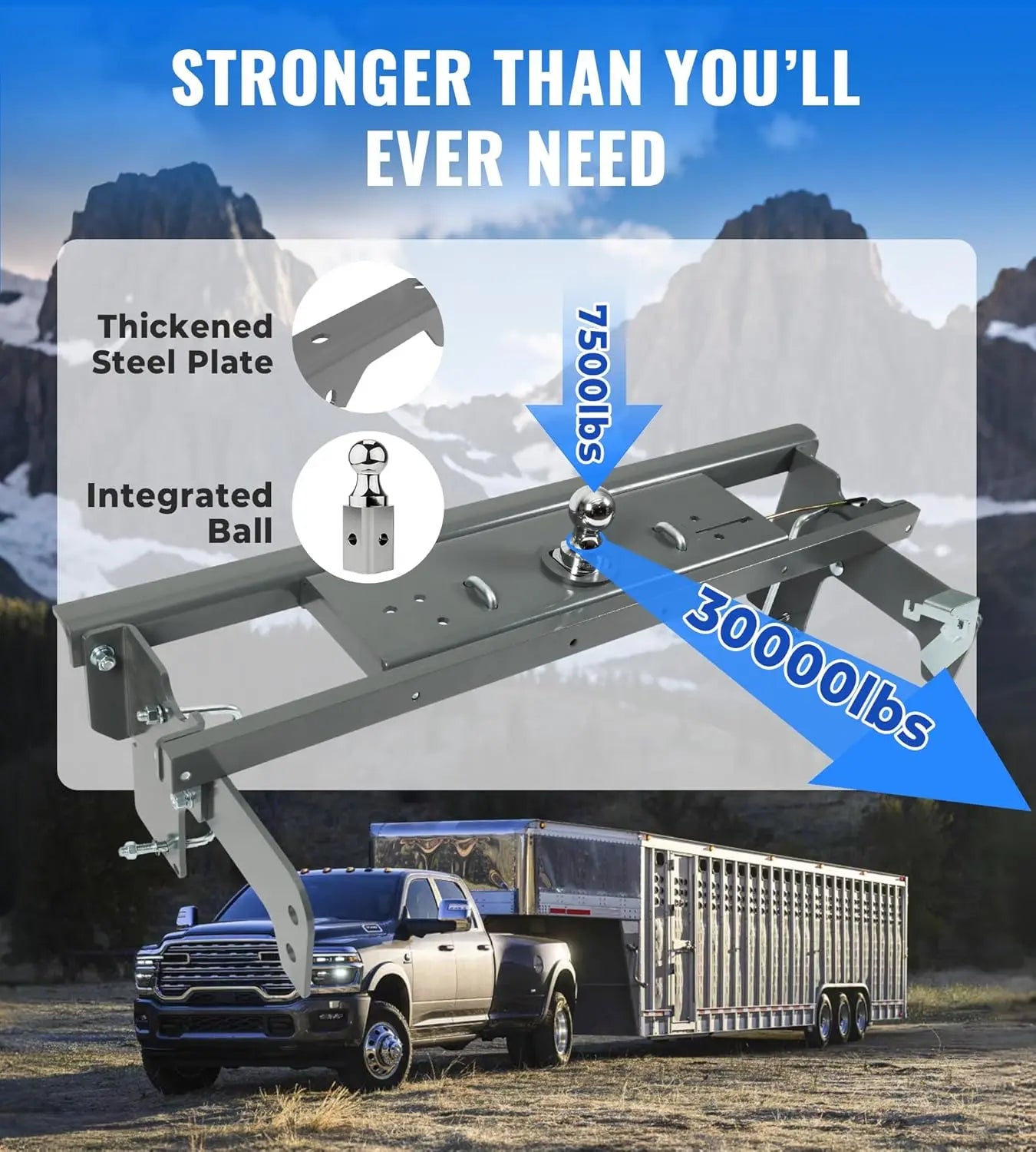 Heavy-Duty Gooseneck Hitch Fit for 2001-2010 Chevy/GMC 2500 HD Trucks and 2007-2010 3500, 30k lbs GTW for Towing Trailers/Livestock/Boats/Cargo, Hide-Away Ball Design-5
