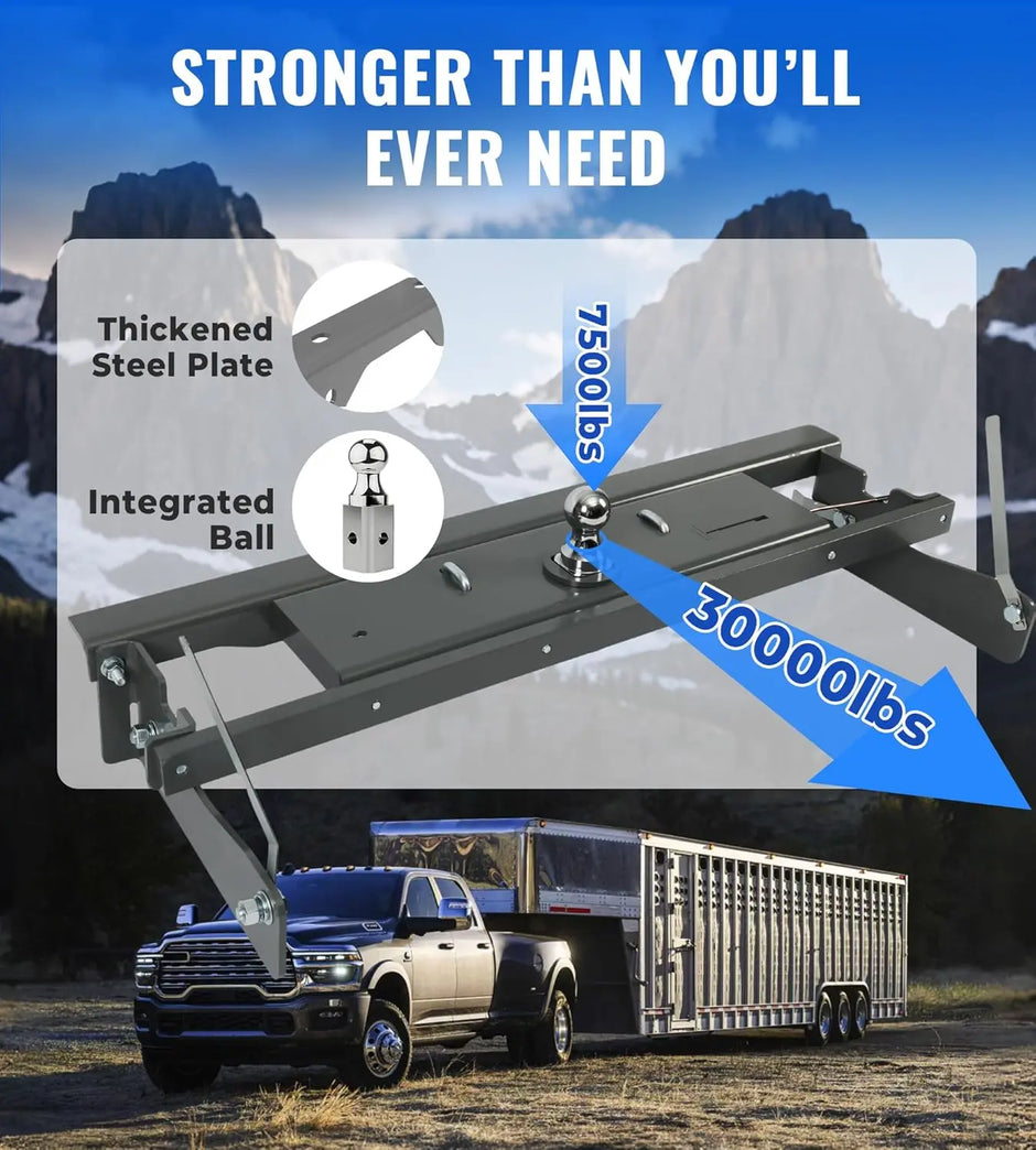 Heavy-Duty Gooseneck Hitch Fit for 2011-2015 Chevy/GMC 2500 & 3500, 30k lbs GTW for Towing Trailers/Livestock/Boats/Cargo, Hide-Away Ball Design-5