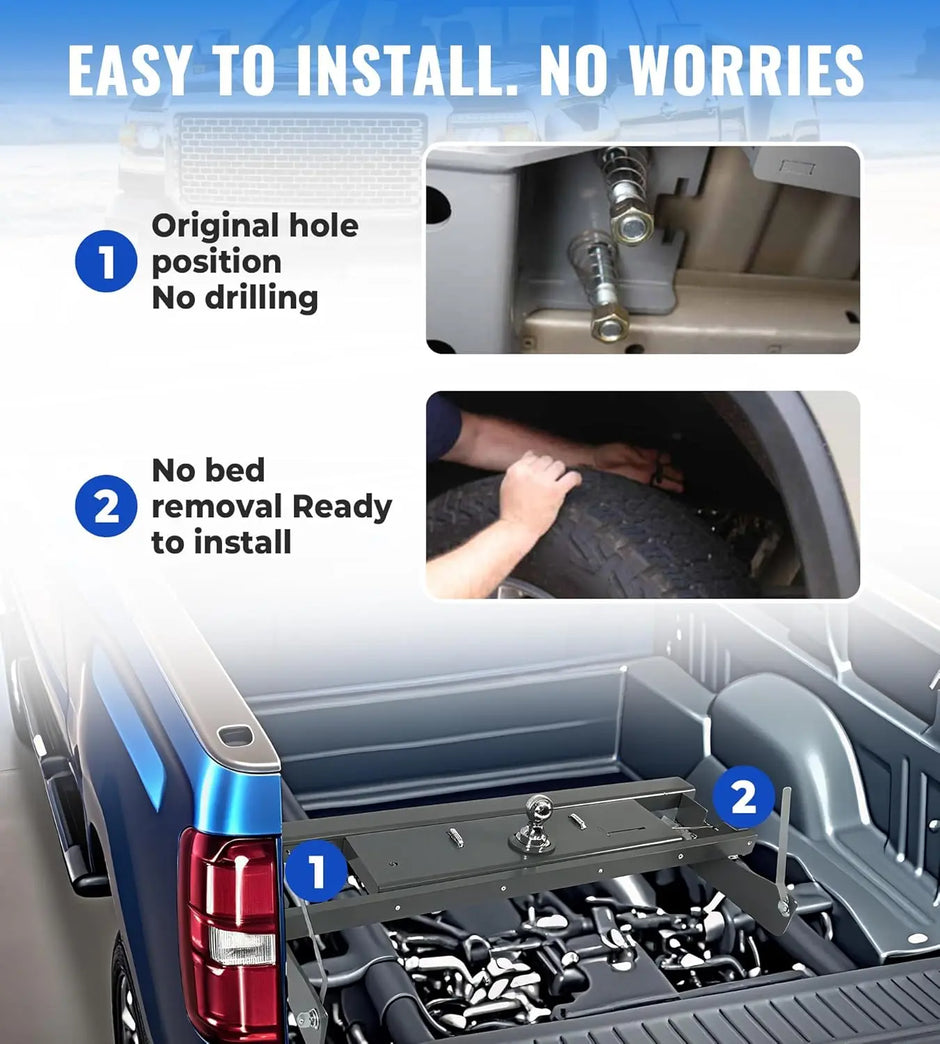 Heavy-Duty Gooseneck Hitch Fit for 2011-2015 Chevy/GMC 2500 & 3500, 30k lbs GTW for Towing Trailers/Livestock/Boats/Cargo, Hide-Away Ball Design-3