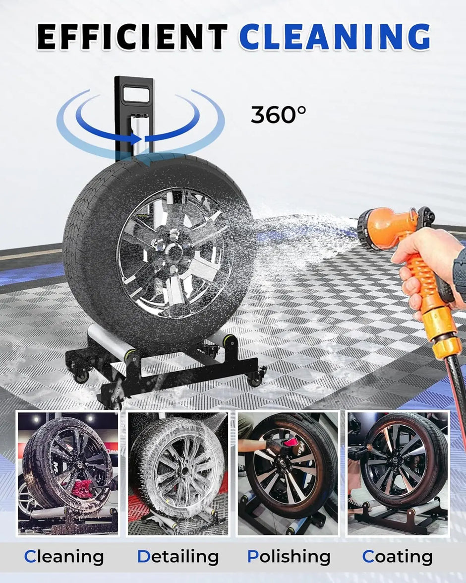 360° Rolling Wheel Detailing Stand-Portable Wheel Cleaning Stand for Car Wash,Rim Cleaning,Tire Shine Applications and Detailing Tasks-2