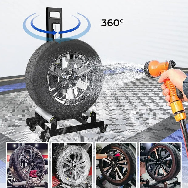 360° Rolling Wheel Detailing Stand-Portable Wheel Cleaning Stand for Car Wash,Rim Cleaning,Tire Shine Applications and Detailing Tasks-2